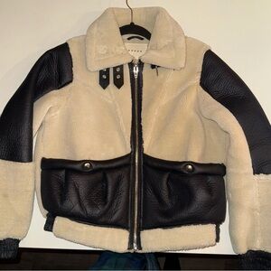 Blank NYC Cream and Black Leather Jacket